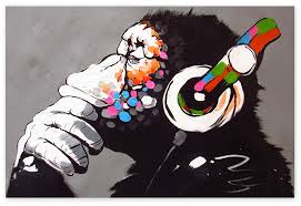 The palestinian art collection, a total of 9 pieces, was cataloged before counter graffiti artists. Awkward Styles Banksy Art Dj Monkey Canvas Wall Print Banksy Graffiti Art Monkey Street Art Ready To Hang Picture For Home Famous British Artist Dj Monkey Graffiti Artwork Canvas Colorful Art