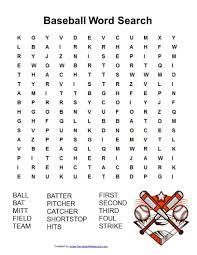 Baseball Word Search Free Printable Learning Ideas For Parents Word Searches Free Printable Kids Word Search Baseball Activities