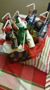 Mini Alcohol Bottles And Mini Soda Bottles In A Gift Basket Perfect As A Gift To Couples Alcohol Gift Baskets Mini Alcohol Bottles Cocktail Gifts