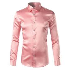 Black And Gold Dress Shirt Mens New Gold Silk Satin Shirt Men Chemise Homme 2017 Fashion Mens Slim Fit Long Sleeve Emulation Silk Button Down Dress Silk Shirt Men Red Shirt Dress Satin Shirt