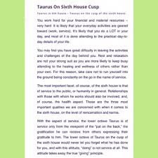 Taurus On The 6th House Cusp Source Astrology Club