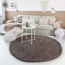 hoogpolig vloerkleed shaggy trend effen rond bruin 160 cm rond vloerkleed vloerkleed grootte zacht kleed