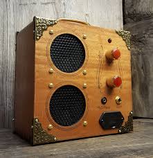 The Delta Driver Dual-Speaker, Solid Wood Acid Box Amplifier - Dual Input  for both Guitars and Smartphones!
