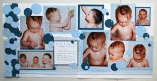 New baby bath time bubbles premade scrapbook page by kari | etsy. Taste Of Textiles And Circle Punches Scrapbook Layout Using Stampin Up Products