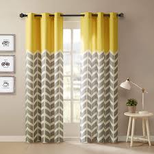 The grey and white chevron storage ottoman offers a trendy look and livens up any room with its bold pattern. Amazon Com Intelligent Design Yellow In Grey Chevron Printed Curtains For Living Room Or Bedroom Modern Contemporary Grommet Room Darkening Curtains 42x84 2 Panel Pack Home Kitchen