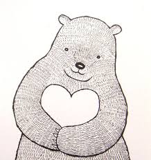 Bear With Heart Ink Drawing Print Bear Illustration Black Etsy Bear Illustration Drawing Prints Drawings