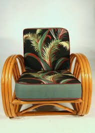 Paul Frankl Style Round Pretzel Arm Rattan Chair Set Vintage Rattan Furniture Rattan Chair Rattan Lounge Chair
