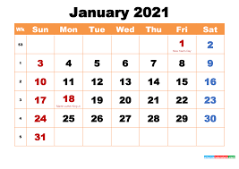 Print a january 2021 calendar for free. Printable Calendar For January 2021