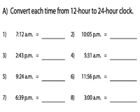 The 12 hours running from midnight to noon (the am hours), and. Convert Between 12 Hour And 24 Hour Clocks Worksheets