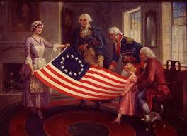 George Washington With Betsy Ross And New Flag First American Flag American History Betsy Ross Flag