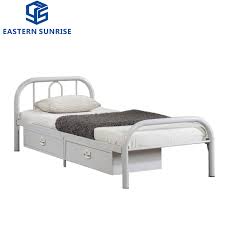Shop our best selection of metal beds to reflect your style and inspire your home. Bedroom Furniture Dormitory Steel Metal Single Bed For Adult China Functional Storage Bed Durable Bed With Two Drawers Made In China Com