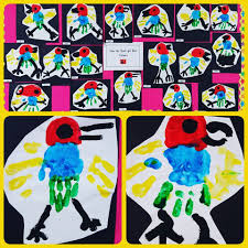 Aboriginal Dreamtime Story How The Birds Got Their Colours Made With Handprints Karissa Nicholls Pint Kindergarten Art Preschool Crafts Color Activities