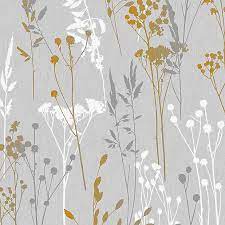 How to add a grey wallpaper for your iphone? Superfresco Easy Megan Grey Yellow Floral Textured Wallpaper Diy At B Q