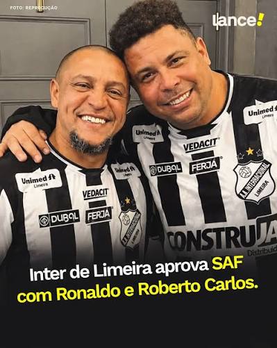 NOVO CAP&Iacute;TULO NO FUTEBOL PAULISTA! 🦁💰 A Inter de Limeira aprovou a venda de 80% da sua SAF para investidores como Ronaldo Fen&ocirc;meno, Roberto Carlos e o pr&iacute;ncipe saudita Abdullah bin Saad!