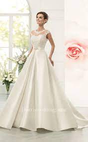 Source high quality products in hundreds of categories wholesale direct from china. Jeweled Neck Cap Sleeve A Line Satin Wedding Dress With Lace Bodice Ball Gowns Wedding Wedding Dresses Satin Satin Wedding Dress