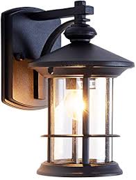 Western vanity lighting ensures that you always leave home looking your best. Rustic Small Outdoor Wall Light Fixtures For Exterior Waterproof Rust Proof House Deck Patio Porch Lighting Matte Black Aluminum Housing With Seed Glass Shade Black 10 24 Height Amazon Com