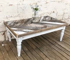 Gorgeous Handbuilt Farmhouse Style Coffee Table Used Reclaimed Wood For A Herringbone Top Chippy Farmhouse Style Coffee Table Coffee Table Painted Furniture