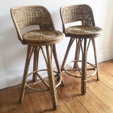 vintage cane wicker swivel bar stools