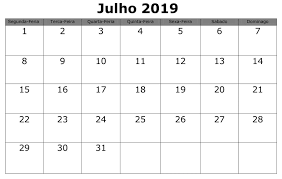 Julho Calendario 2019 Imprimir Word 2019 Calendar Calendar Calendar Printables