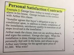 The fact that you are obliged to do something: Solved Personal Satisfaction Contracts Example 2 George Chegg Com