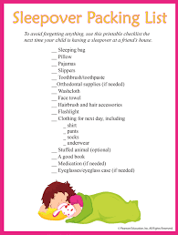 Sleepover And Slumber Party Packing Checklist Printable Sleepover Kids Sleepover Sleepover Packing List