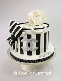 Black And White Birthday Cakes For Her This Is My Last Weekend S Cake Very Elegant With A Statement Rose Chanel Logo Pearls And A Big Bow T Elegant Birthday Cakes Chanel Cake Chanel Birthday Cake