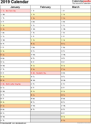 A weekly planner is a versatile option and can be experimented with in different ways too. 2019 Calendar Free Printable Word Templates Calendarpedia