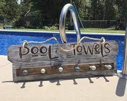 Beach towel (10) towels, stands & hooks (2) pool furniture (1) towel stand (1) color. Pool Signs Pool Decor Pool Lifeguard Pool Decorations Etsy Pool Towel Holders Pool Towels Towel Rack Pool