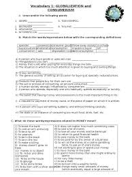A Vocabulary Worksheet For Eel Business Students To Improve Their Knowledge Of Words Associated With Globalization Vocabulary Vocabulary Worksheets Consumerism