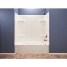 It's been my utility tub for a while. Mustee Part 53wht Mustee Durawall Model 53wht 30 In X 60 In X 58 In Five Piece Easy Up Adhesive Bathtub Surround In White Tub Shower Enclosures Home Depot Pro