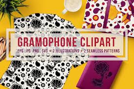 Download Retro Gramophone Clipart And Pattern Graphic By Barsrsind Creative Fabrica