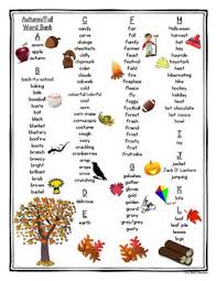 Autumn Fall Printable Student Word Bank Fall Vocabulary Fall Words Word Bank