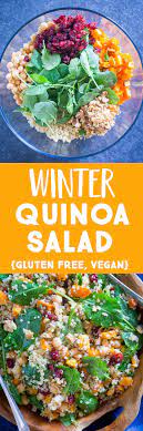 This Winter Quinoa Salad Is Packed With Butternut Squash Chickpeas And Baby Kale It S Topped Off With A Delicious Salads Potluck Side Dishes Veggie Recipes