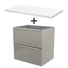 Goodhome portloe (h)230mm silver silver effect aluminium adjustable cabinet legs, pack of 2 (3) £ 18.00. Meuble Sous Vasque A Suspendre Goodhome Imandra Taupe 60 Cm Plan De Toilette Marloes Castorama