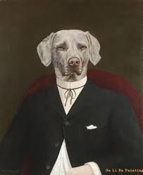 Free Shipping Modern Cartoon Dog Man Suit Oil Painting Canvas Painting Prints On Canvas Kid Room Wall Art Decoration Pictures Kids Room Wall Art Dog Paintings Animal Canvas