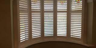 Looking for bay window blinds? 5 Panel Curved Bay Window Fitted With Plantation Shutters In Worsley Absolute