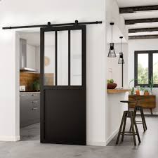 Amortisseur pour porte a galandage : Porte Coulissante Atelier Vitree Fabrik Noir H 204 X L 73 Cm Leroy Merlin