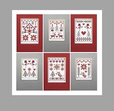 Cross stitched cards for the holidays: Riverdrift House 6 Cross Stitch Christmas Cards Kit Red Grey Buy Online In New Caledonia At Newcaledonia Desertcart Com Productid 54429707