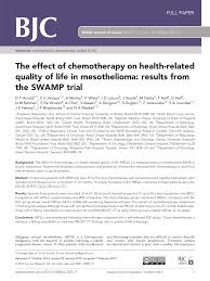 Nutritional status and quality of life for mesothelioma patients were measured with patient surveys. Pdf The Effect Of Chemotherapy On Health Related Quality Of Life In Mesothelioma Results From The Swamp Trial