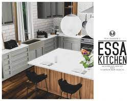 Essa Modern Kitchen Set 14 New Objects By Simsational Designs For The Sims 4 Spring4sims Modern Kitchen Set Sims 4 Kitchen Sims 4 Kitchen Cabinets