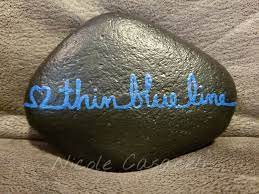 Thin Blue Line Police Support Painted Rock Paintedrocks Kindnessrocks Rock Painting Designs Painted Rocks Diy Line Art Projects