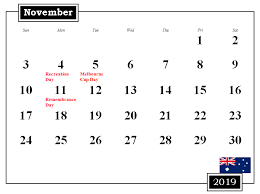 November 2019 Australia Calendar With Holidays 2019 Calendar Holiday Calendar Calendar Wallpaper