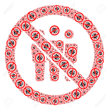 再帰モザイク禁止の人。ベクトルモザイクは、ランダム化された禁止された人々の要素から形成されます。白い背景の上のフラットベクトルデザイン。のイラスト素材・ベクター  Image 169945220