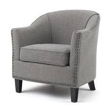 Simpli Home Kildare 29 In Wide Transitional Tub Chair In Granite Fabric Accent Chairs Tub Chair Barrel Chair