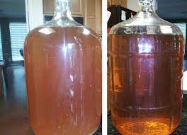 Peach Sweet Mead Before And After Clarifying With Bentonite Process Add 4 Tbsp Of Bentonite Clay Crumbles To 1 Cup Honey Wine Homemade Wine Mead Recipe