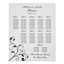 wedding reception seating chart standard sizes zazzle