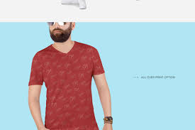 Download Men S V Neck T Shirt Mockup Set In Apparel Mockups On Yellow Images Creative Store