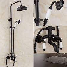 European Copper Shower Nozzle Shower Faucet Set Retro Black Bronze Elevating Shower Shower Faucet Shower Nozzle Shower Heads Black Shower