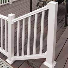 Veranda Traditional 6 Ft X 36 In White Polycomposite Stair Rail Kit Without Brackets 73003988 The Home Depot In 2021 Outdoor Stair Railing Stair Railing Kits Vinyl Railing