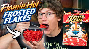Flamin' Hot Frosted Flakes Taste Test (World's SPICIEST Cereal) - YouTube